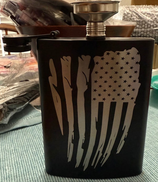 Distressed American Flag Metal Flask