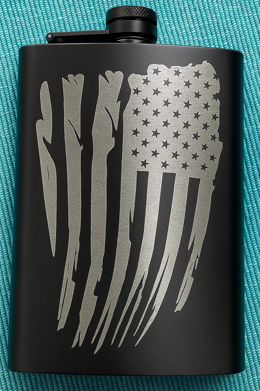 Distressed American Flag Metal Flask