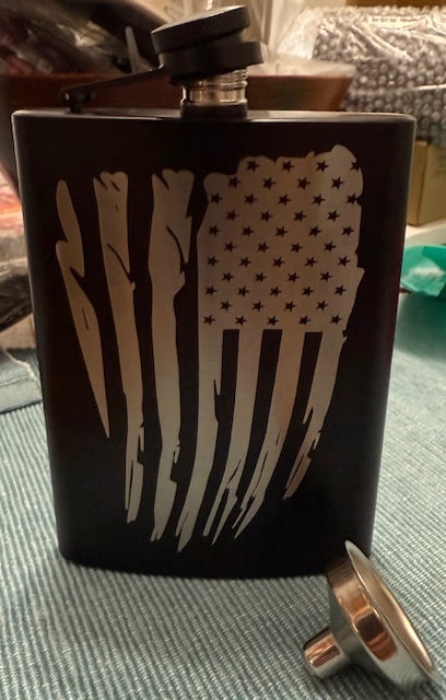 Distressed American Flag Metal Flask