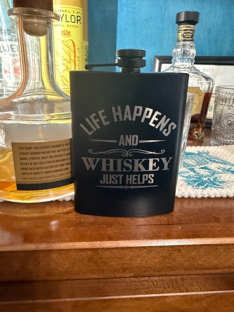 Life Hapens Whiskey/Bourbon Flask