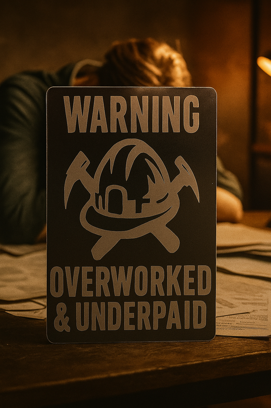 Over Worked and Under Paid Metal Card